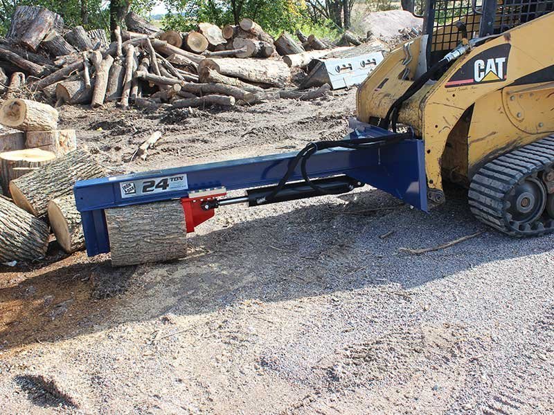 24 Ton Iron &amp; Oak Upside Down Skid Steer Log Splitter Attachment (SMH2419)