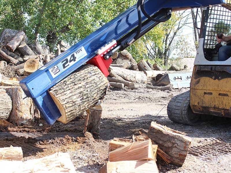 24 Ton Iron &amp; Oak Upside Down Skid Steer Log Splitter Attachment (SMH2419)