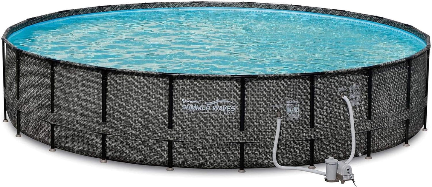 Summer Waves Elite 22Ft X 52In above Ground Frame Outdoor Swimming Pool Set with Filter Pump, Pool Cover, Ladder, Ground Cloth, and Deluxe Maintenance Kit