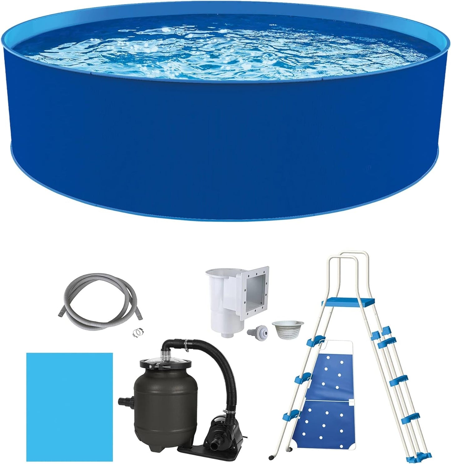 Blue Wave Cobalt Steel Wall Pool Package - 15-Ft round 48-In Deep