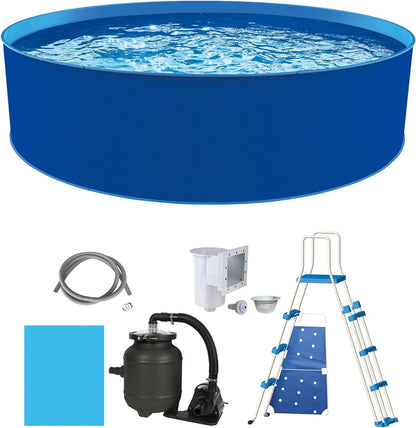 Blue Wave Cobalt Steel Wall Pool Package - 15-Ft round 48-In Deep