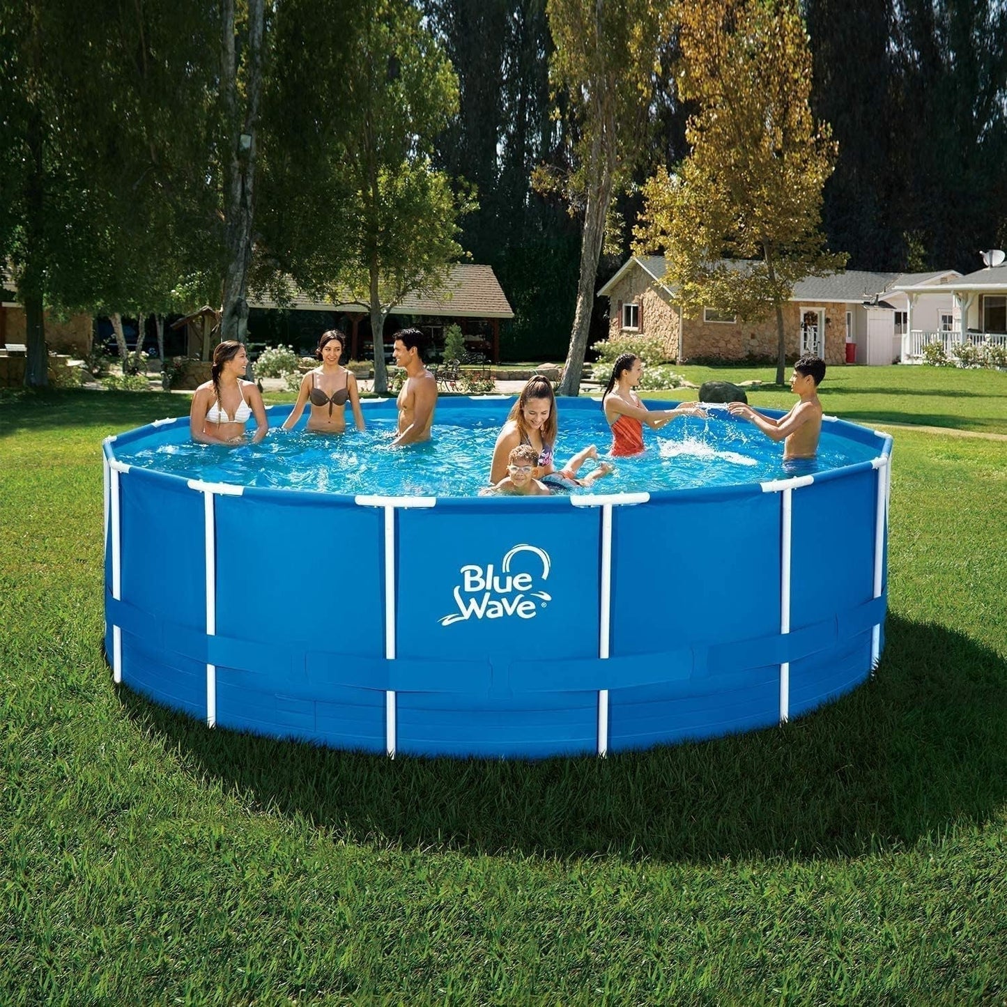 Blue Wave NB19791 18-Ft round 52-In Deep Active Frame Package above Ground Swimming Pool with Cover