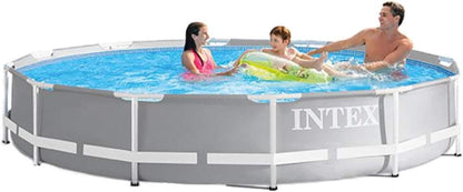 Intex 26711EH 12Ft X 30In Prism Metal Frame above Ground Swimming Pool with 530 GPH GCFI Filter Pump and Protective Canopy and Fits up to 6 People