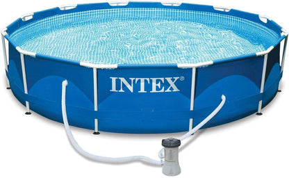 Intex 12' X 30" Metal Frame Swimming Pool W/ Filter Pump & Pool Maintenance Kit