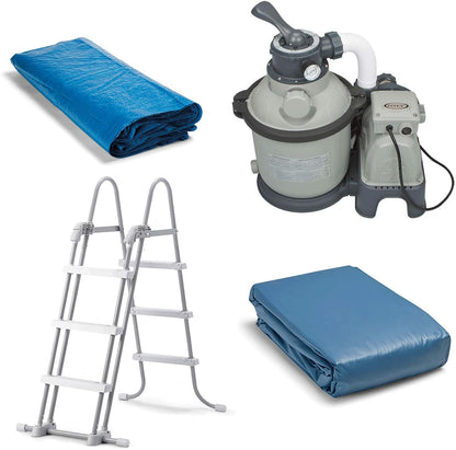 Intex 16Ft X 48In Ultra Frame Pool Set with Sand Filter Pump, Ladder, Ground Cloth & Pool Cover