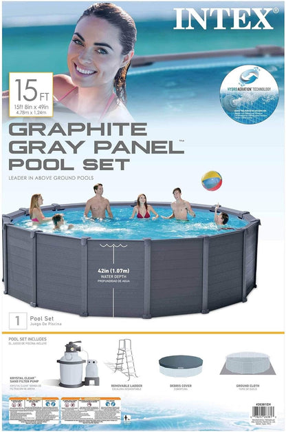 Intex 15.6Ft X 49In above Ground Swimming Pool Set W/Sand Filter Pump & Ladder