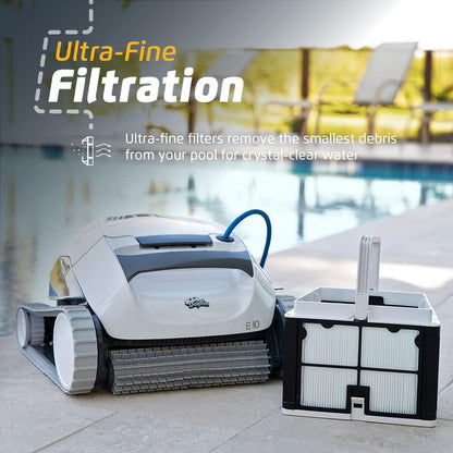 Dolphin E10 Robotic Pool Vacuum Cleaner up to 30 FT - Bundle with Ultra Fine Filter Basket