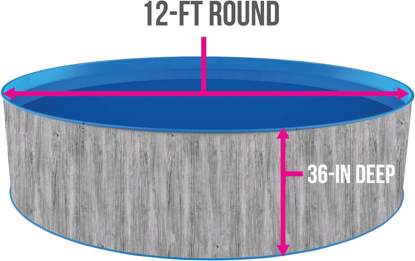 Blue Wave NB19788 Capri Steel Wall Package-12-Ft round 36-In Deep above Ground Swimming Pool, Gray