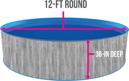 Blue Wave NB19788 Capri Steel Wall Package-12-Ft round 36-In Deep above Ground Swimming Pool, Gray