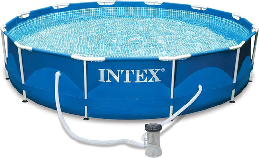 Intex 12'X30" Swimming Pool W/ Pump, Maintenance Kit (2 Pack) & 12' Pool Cover