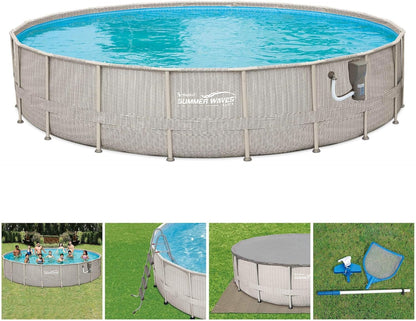Summer Waves 20Ft X 48In above Ground Backyard Swimming Pool Set W/Ladder & Cover