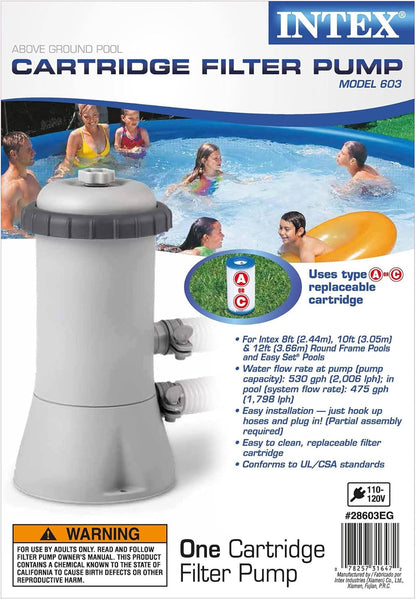 Intex 15' X 33" Easy Set Inflatable Ring Top round above Ground Swimming Pool with Cover and Krystal Clear Cartridge Filter Pump