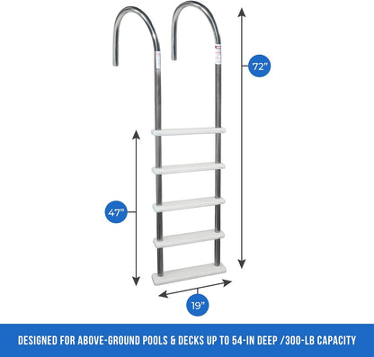 Blue Wave NE122SS Stainless Steel In-Pool Ladder,Silver/White