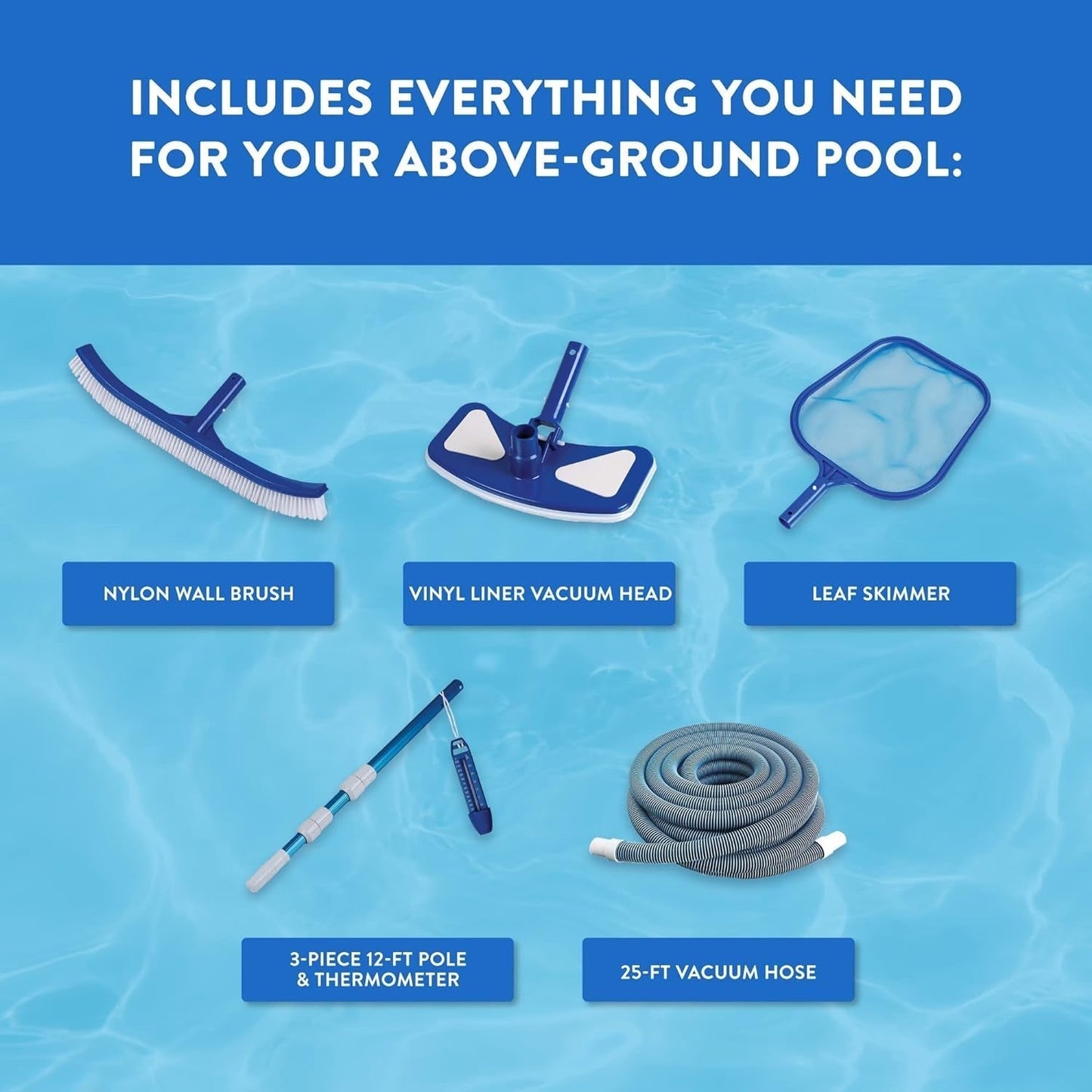 Blue Wave Belize 24-Feet round 52-Inch Deep 6-Inch Top Rail Metal Wall Swimming Pool Package