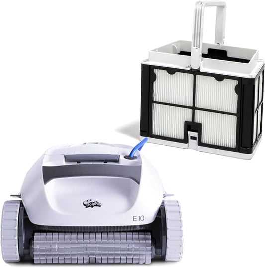 Dolphin E10 Robotic Pool Vacuum Cleaner up to 30 FT - Bundle with Ultra Fine Filter Basket