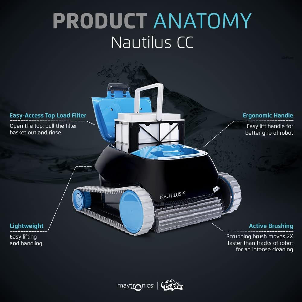 Dolphin Nautilus CC Robotic Pool Vacuum Cleaner All Pools up to 33 FT - Wall Climbing Scrubber Brush