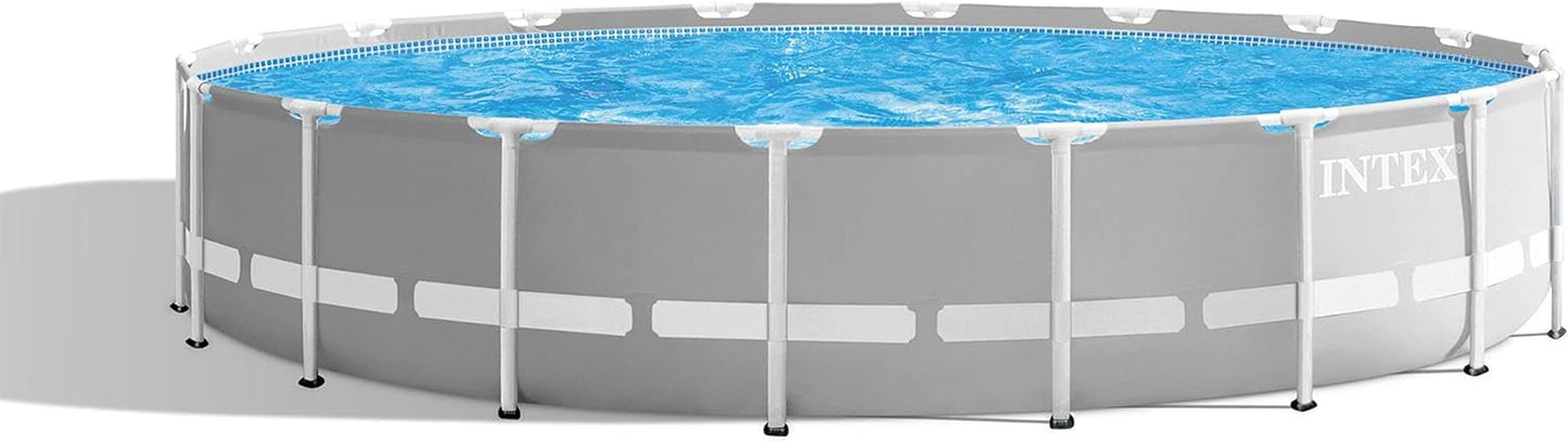 Intex 26731EH 18Ft X 48In Outdoor Prism Frame above Ground Swimming Pool Set with Cover, Ladder, Filter Pump, and 6 Replacement Filters, Gray