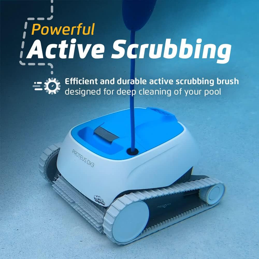 Dolphin Proteus DX3 Robotic Pool Vacuum Cleaner All Pools up to 33 FT - Wall Climbing Scrubber Brush
