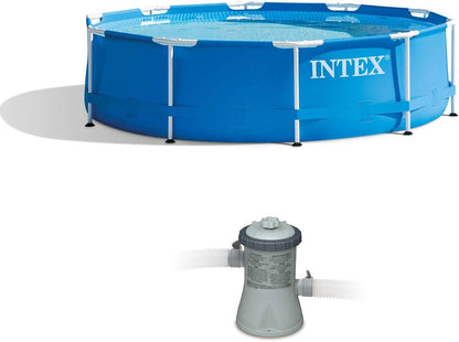 Intex 10 X 2.5 Foot round Metal Frame above Ground Pool + 330 GPH Filter Pump