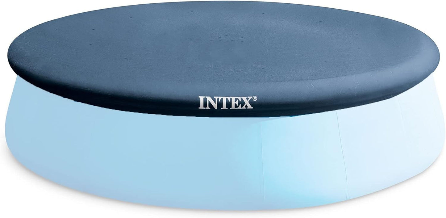 Intex 12 Foot X 30 Inch round Metal Frame above Ground Outdoor Swimming Pool Set with Filter Pump and Easy Set round Vinyl Pool Cover, Blue