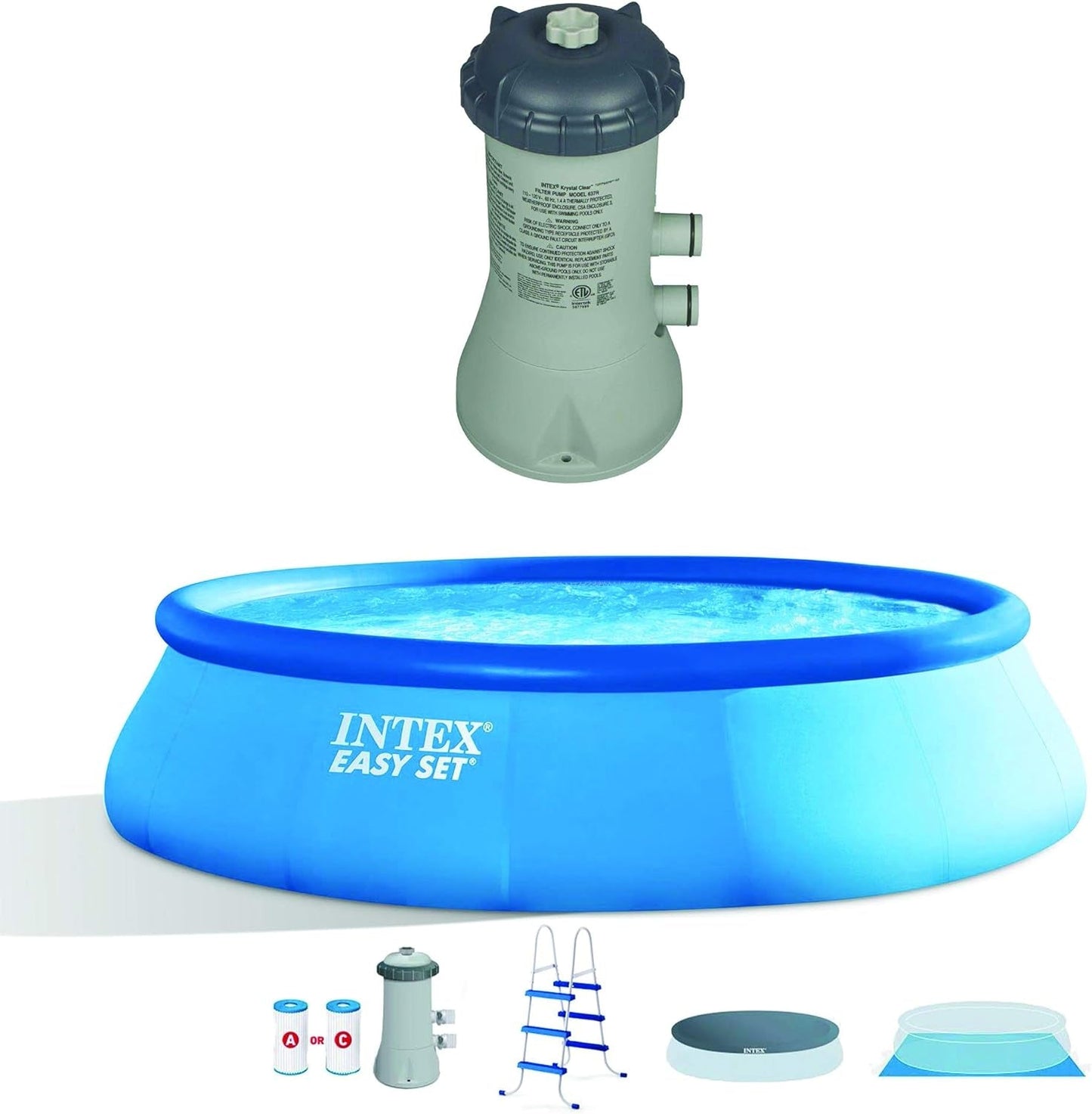 Inflatable above Ground Swimming Pool Bundled W/Pool Filter Pump System