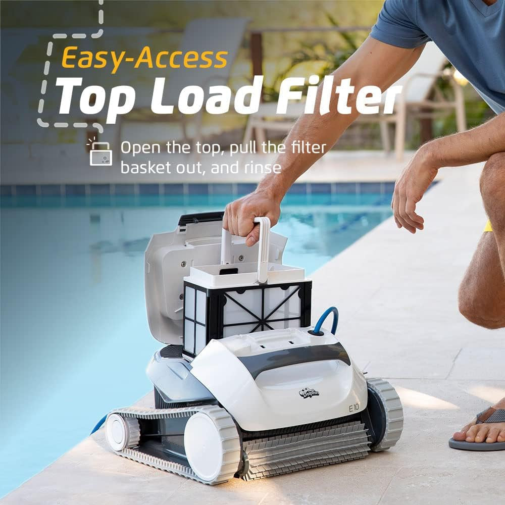 Dolphin E10 Robotic Pool Vacuum Cleaner up to 30 FT - Bundle with Ultra Fine Filter Basket