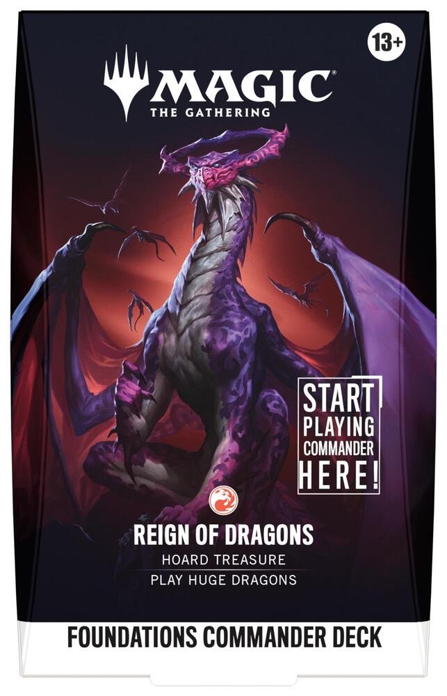 Magic The Gathering Foundations Commander Deck Reign of Dragons – Ready-to-Play 100-Card MTG Commander Deck with Foil Card, Tokens, Deck Box & Accessories (PREORDER - Release Date Oct. 2, 2026)