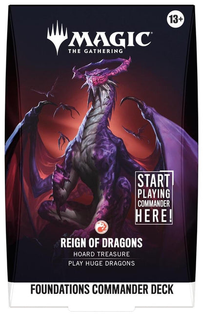 Magic The Gathering Foundations Commander Deck Reign of Dragons – Ready-to-Play 100-Card MTG Commander Deck with Foil Card, Tokens, Deck Box & Accessories (PREORDER - Release Date Oct. 2, 2026)