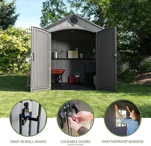 Lifetime Outdoor Storage Shed, 8 x 10 Foot, Grays