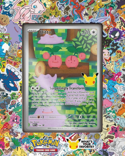 Pokemon TCG 30th Celebration Ditto Premium Collection – 1 Ditto Promo Card, Acrylic Card Display, 8 30th Celebration Booster Packs & Pokémon TCG Live Code Card (PREORDER - Release Date September 16, 2026)
