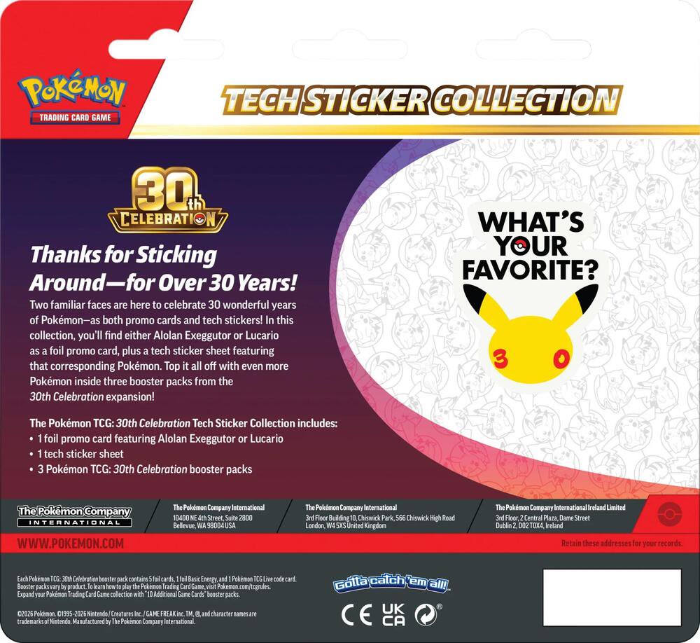 Pokémon TCG: 30th Celebration Tech Sticker Collection (Lucario) - (PREORDER - Release Date Sept. 16, 2026)