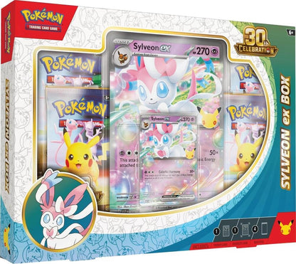 Pokemon TCG 30th Celebration Sylveon ex Box | Includes Foil Sylveon ex Promo Card, Oversized Foil Card & 4 Pokemon 30th Celebration Booster Packs | Trading Card Game Collectible (PREORDER - Release Date September 16, 2026)