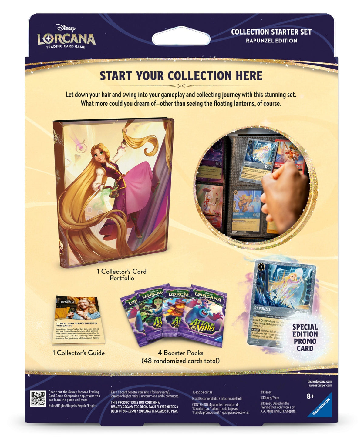 Disney Lorcana TCG Collection Starter Set Rapunzel | Includes 4 Attack of the Vine! Booster Packs, Rapunzel Card Portfolio, Glimmer Foil Stitch Promo Card & Collector's Guide (PREORDER - Release Date October 2, 2026)