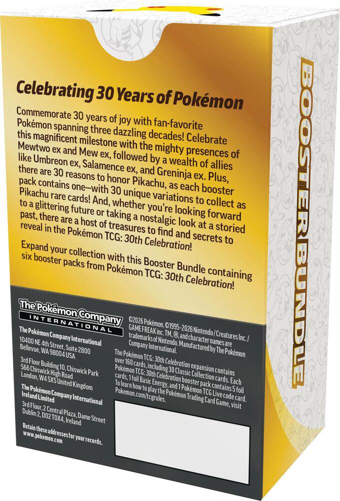 Pokémon TCG: 30th Celebration Booster Bundle (6 Factory-Sealed 30th Anniversary Expansion Booster Packs) - (PREORDER - Release Date Oct. 02, 2026)