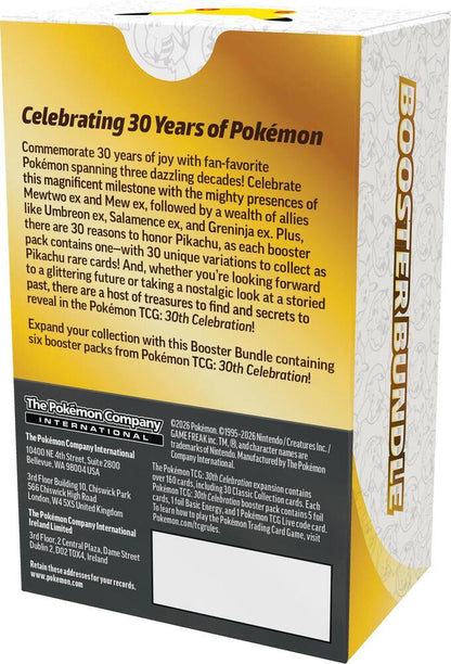 Pokémon TCG: 30th Celebration Booster Bundle (6 Factory-Sealed 30th Anniversary Expansion Booster Packs) - (PREORDER - Release Date Oct. 02, 2026)